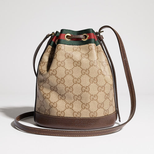 Gucci Ophidia GG Supreme Mini Bucket Bag with Web Stripe