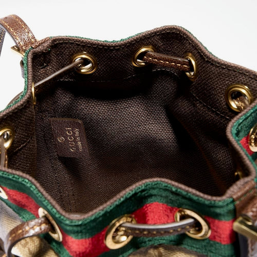 Gucci Ophidia GG Supreme Mini Bucket Bag with Web Stripe
