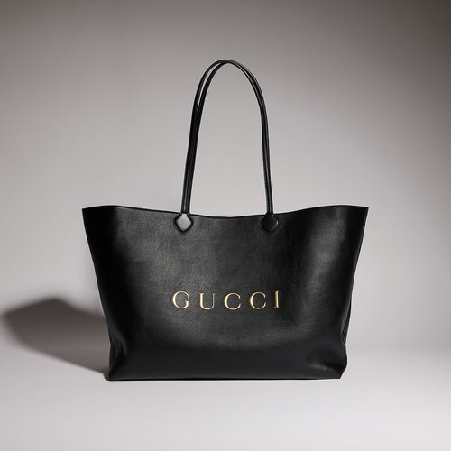 Gucci Large Leather Logo Tote Bag
