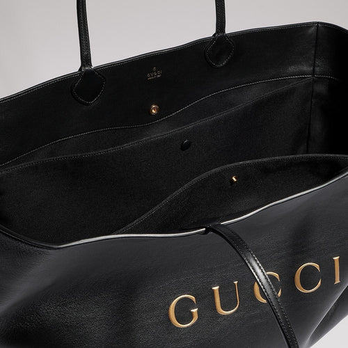 Gucci Large Leather Logo Tote Bag
