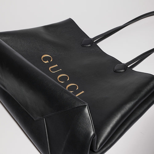 Gucci Large Leather Logo Tote Bag