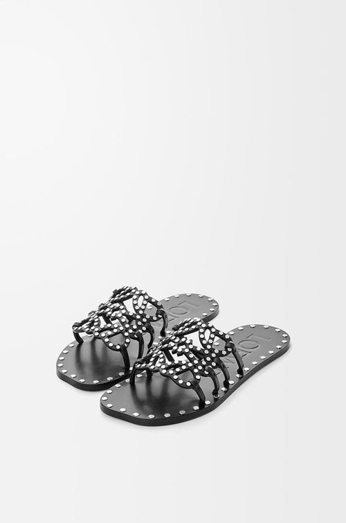 LOEWE Anagram Studded Leather Flat Sandals
