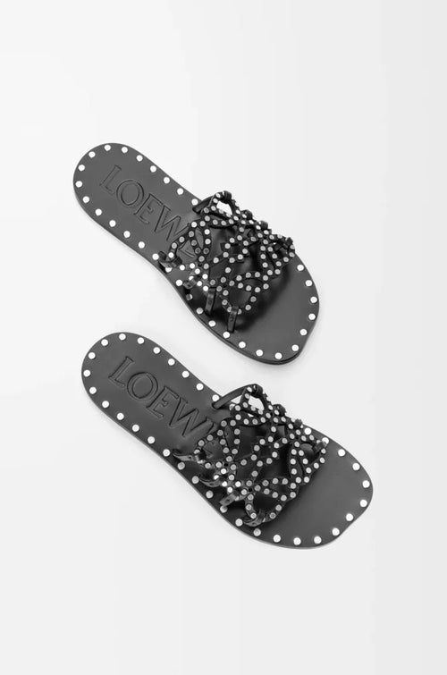 LOEWE Anagram Studded Leather Flat Sandals