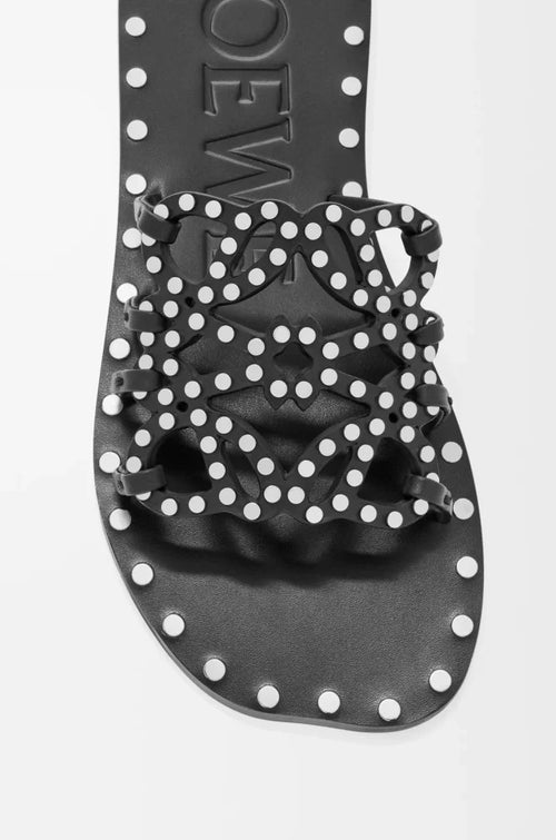 LOEWE Anagram Studded Leather Flat Sandals