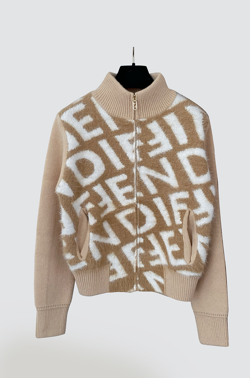 Fendi “Monogram Mirage” Knit Jacket – Beige Luxe Edition