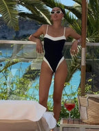 CHANEL Noir Équilibre Contrast One-Piece Swimsuit