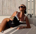 CHANEL Noir Riviera Contrast One-Piece Swimsuit