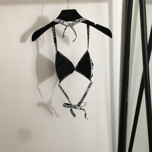 CHANEL Signature Logo-Strap Triangle Bikini Set – Noir Blanc