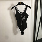 CHANEL CC Riviera Zip-Front One-Piece Swimsuit