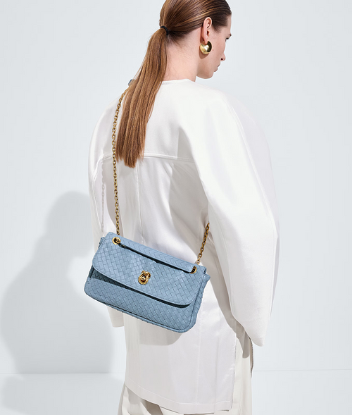 Bottega Veneta Small Andiamo Chain Bag – Ice Blue