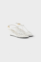 Prada Patent Leather T-Strap Wedge Sandals