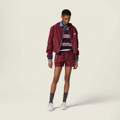 Miu Miu Technical Hooded Windbreaker Performance Shorts Set