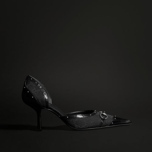 Gucci Horsebit Monogram D’Orsay Pumps – Noir