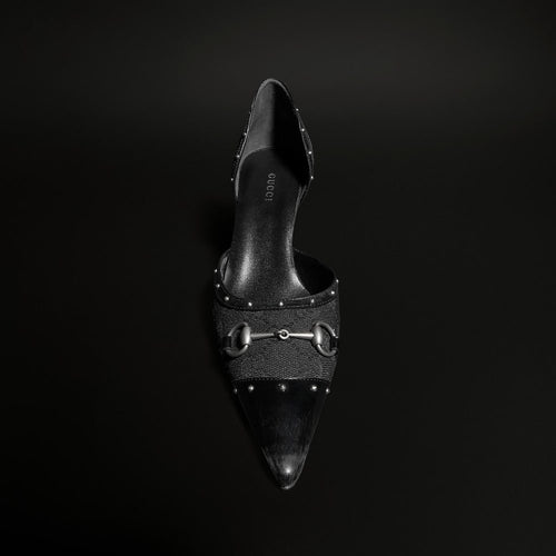 Gucci Horsebit Monogram D’Orsay Pumps – Noir