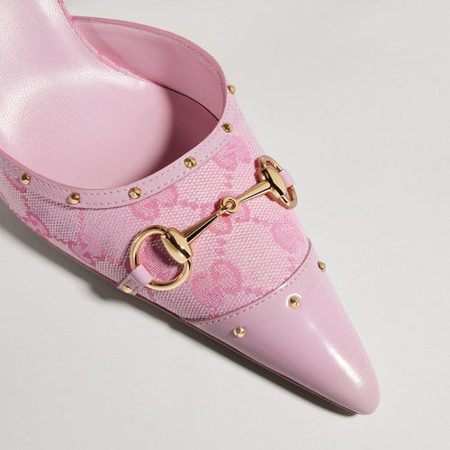 Gucci Horsebit GG Canvas D’Orsay Pumps – Blush Rosé