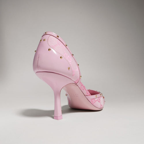 Gucci Horsebit GG Canvas D’Orsay Pumps – Blush Rosé