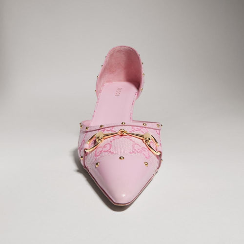 Gucci Horsebit GG Canvas D’Orsay Pumps – Blush Rosé