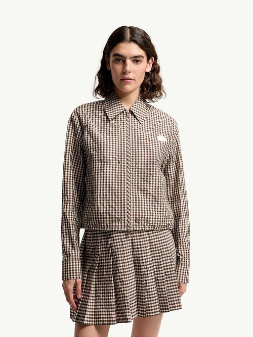 Moncler Vichy Cotton Blend Cropped Jacket