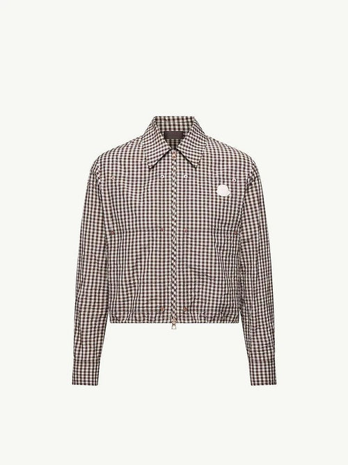 Moncler Vichy Cotton Blend Cropped Jacket