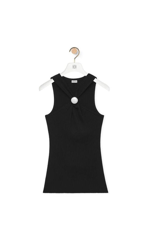 Loewe Pebble Ribbed Knit Cotton Jersey Top – Black