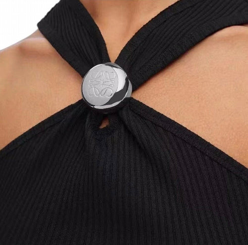 Loewe Pebble Ribbed Knit Cotton Jersey Top – Black