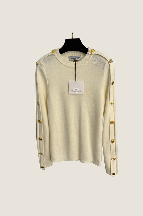 Schiaparelli Crest Button Knit Pullover – One Size