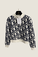 Dior Monogram Knit Zip Cardigan – Navy & Ivory Edition