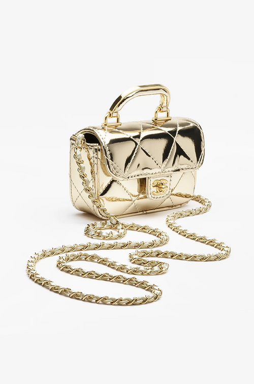 Chanel – 24K Quilted Gold Top Handle Mini Bag