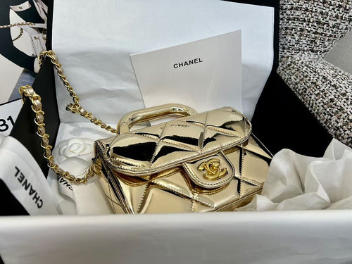 Chanel – 24K Quilted Gold Top Handle Mini Bag