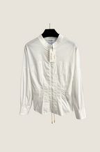 Schiaparelli Corset-Back Sculpted White Blouse