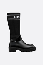 Dior Empreinte Knit & Calfskin Combat Boots