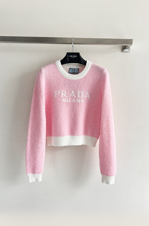 Prada Milano Crystal Knit Logo Sweater