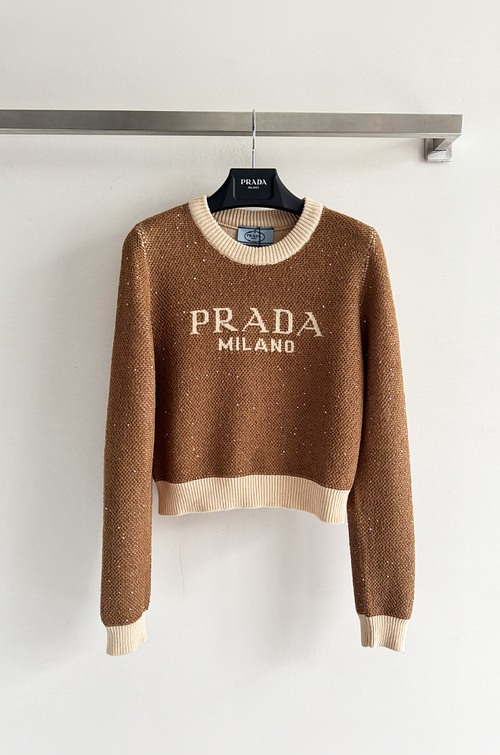 Prada Milano Crystal Knit Logo Sweater