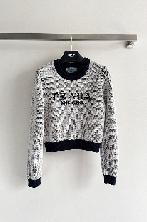 Prada Milano Crystal Knit Logo Sweater