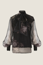 Zimmermann “Nocturne Bloom” Sheer Silk Bow Blouse – Sizes 0–3