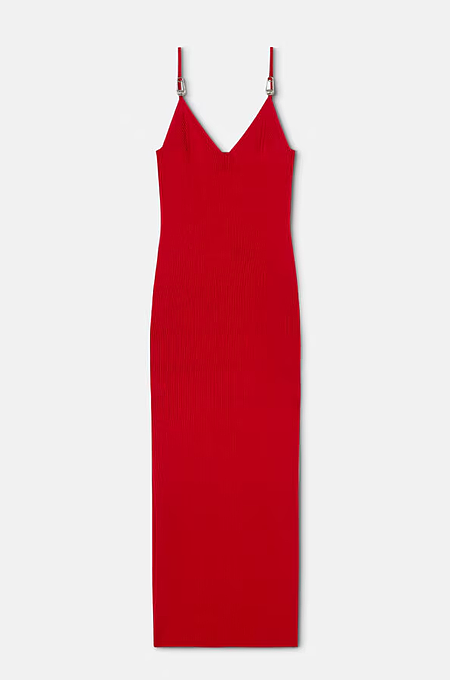 Versace “Linea Lucente” Pin Detail Ribbed Mini Dress