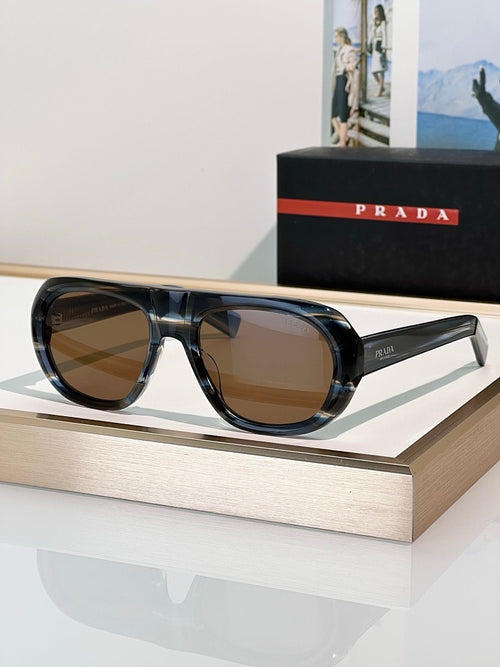 Prada “Linea Sportiva” Oversized Oval Sunglasses – Modern Edge Collection