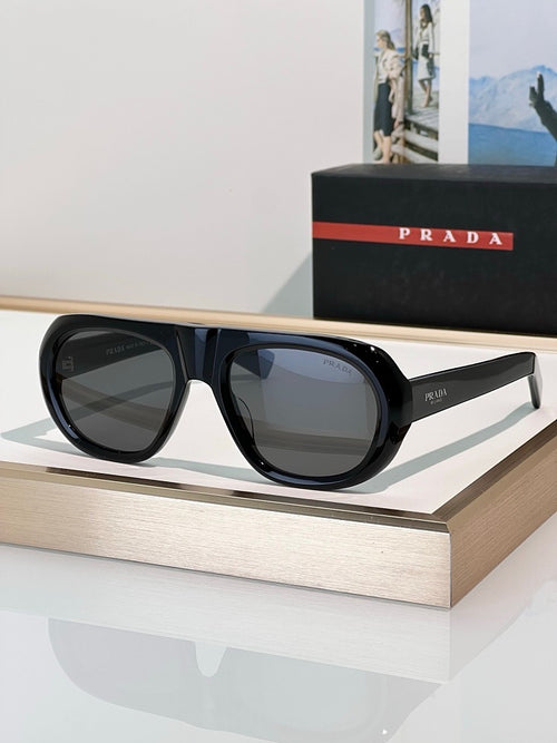 Prada “Linea Sportiva” Oversized Oval Sunglasses – Modern Edge Collection