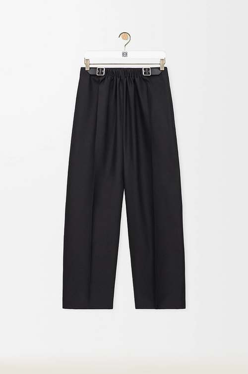 Loewe Noir Cinch-Waist Pleated Trousers