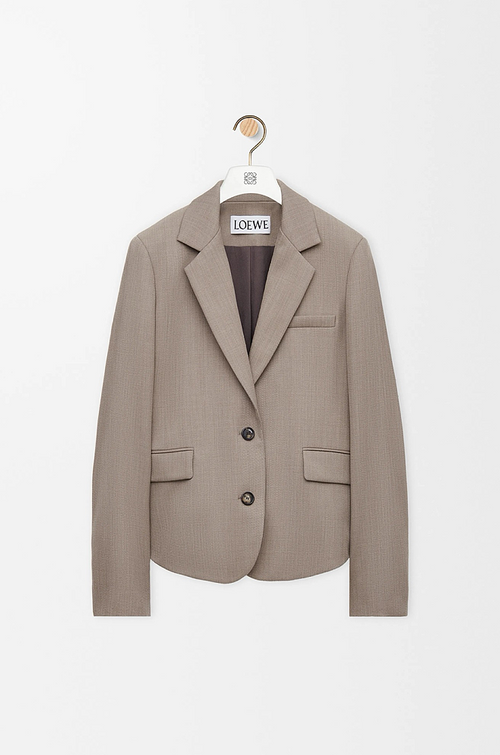 Loewe Taupe Cinch-Back Cropped Blazer