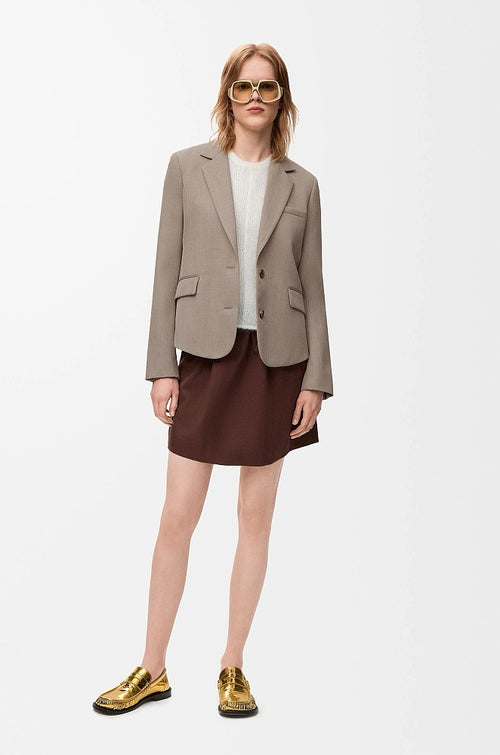 Loewe Taupe Cinch-Back Cropped Blazer