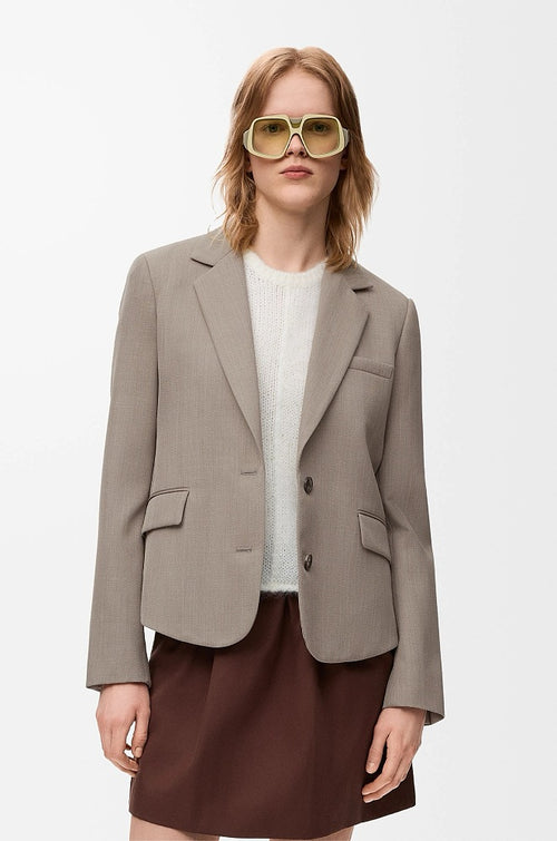 Loewe Taupe Cinch-Back Cropped Blazer