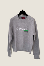 Gucci Grey Embroidered Car Knit Sweater