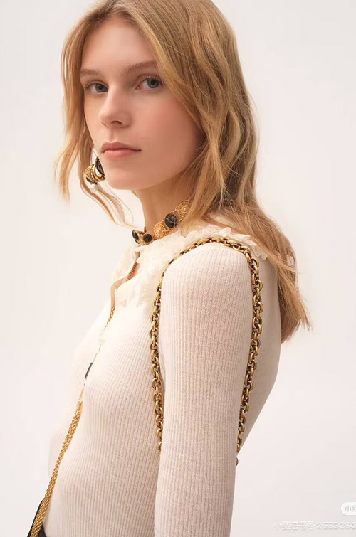 Chloé Lace-Collar Knit Blouse