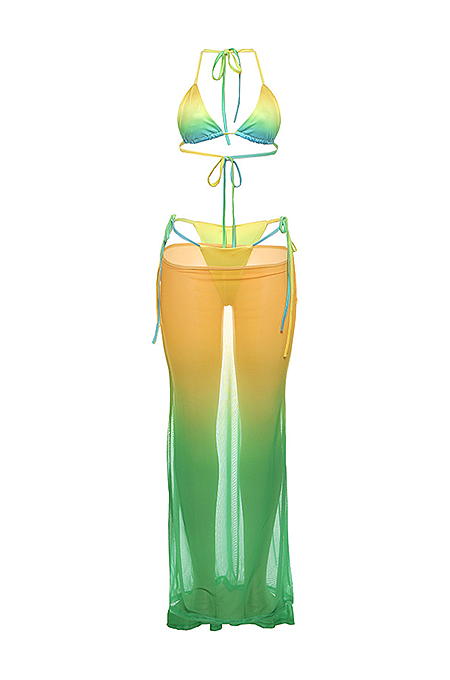 “Isla Botanica” 3-Piece Sheer Skirt Swim Set