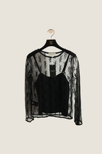 Saint Laurent Sheer Monogram Mesh Top
