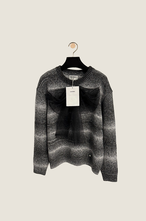 Chanel Noir Ombre Bow Knit Sweater