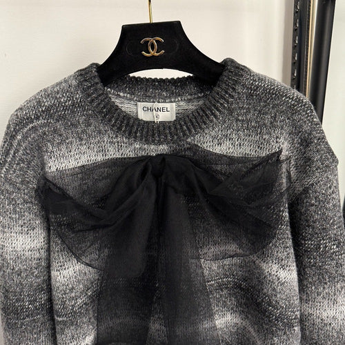 Chanel Noir Ombre Bow Knit Sweater