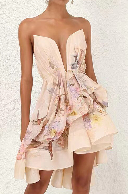 “Giardina Solare” Scalloped Floral Midi Dress by Zimmermann