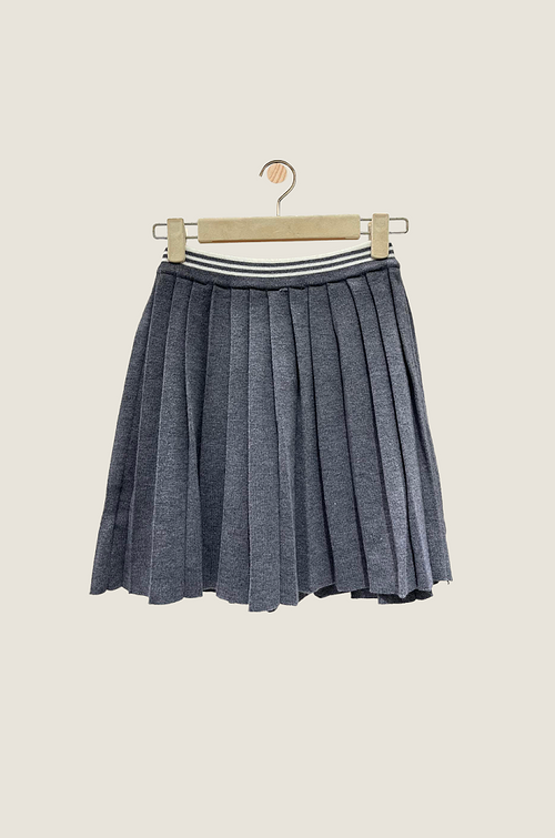 Miu Miu Grey Pleated Knit Mini Skirt